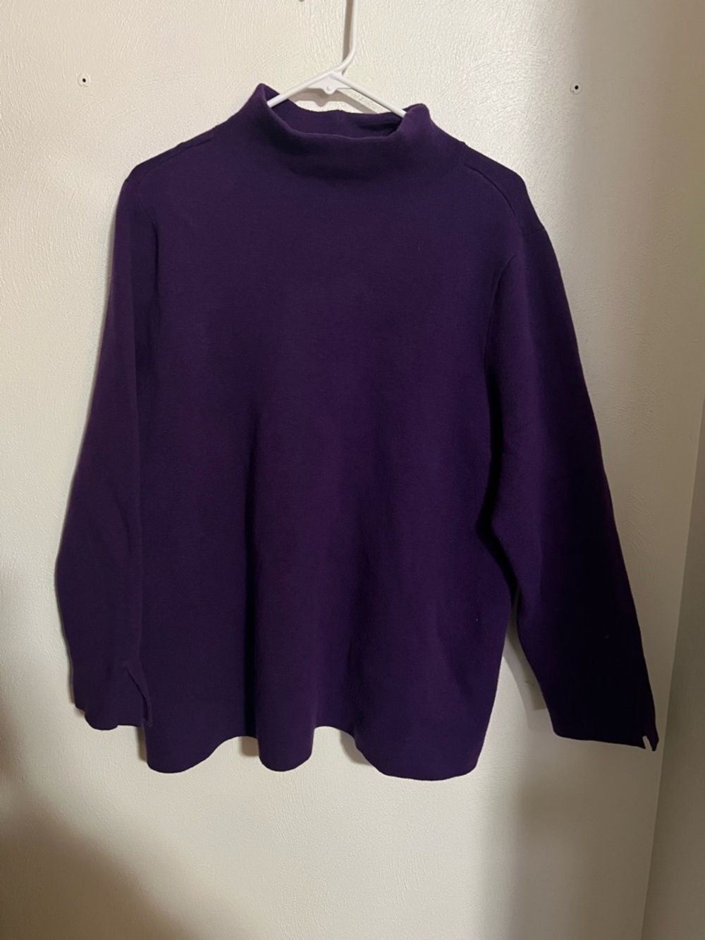 J. JILL Classic Mock Neck Cotton Blend Tunic Cozy Soft Sweater Purple Women's XL